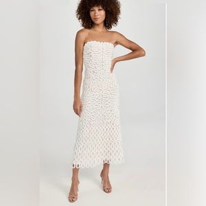 Worn Once SIMKHAI Elise Cage Crochet Embroidery Midi Dress Size 0